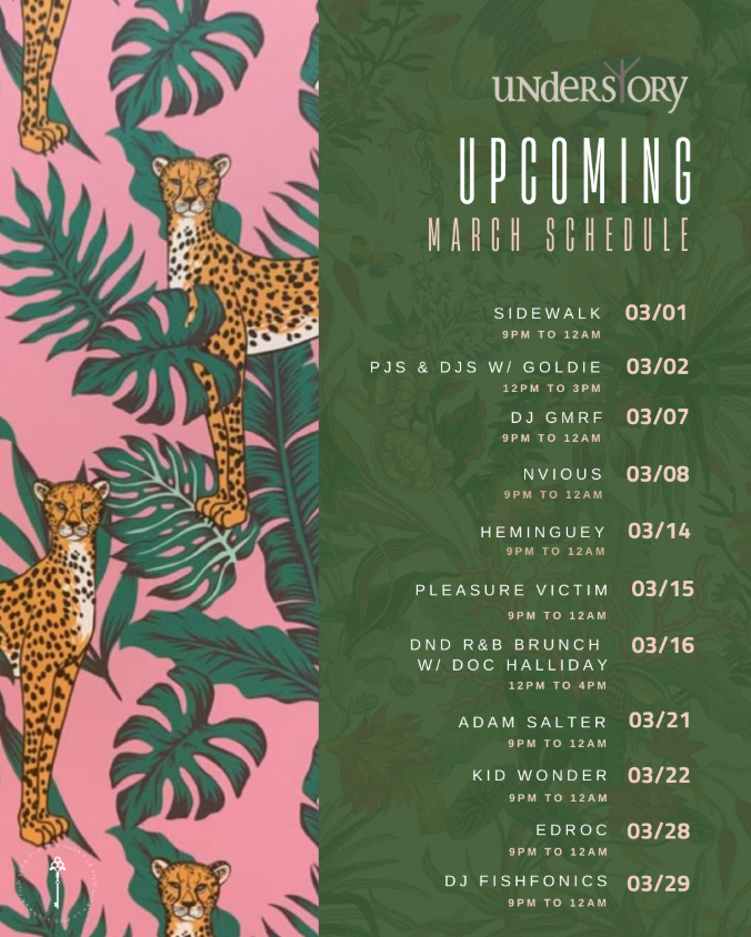 Understory Bar Sky Deck at Del Mar Highlands Town Center March DJ Musice Schedule