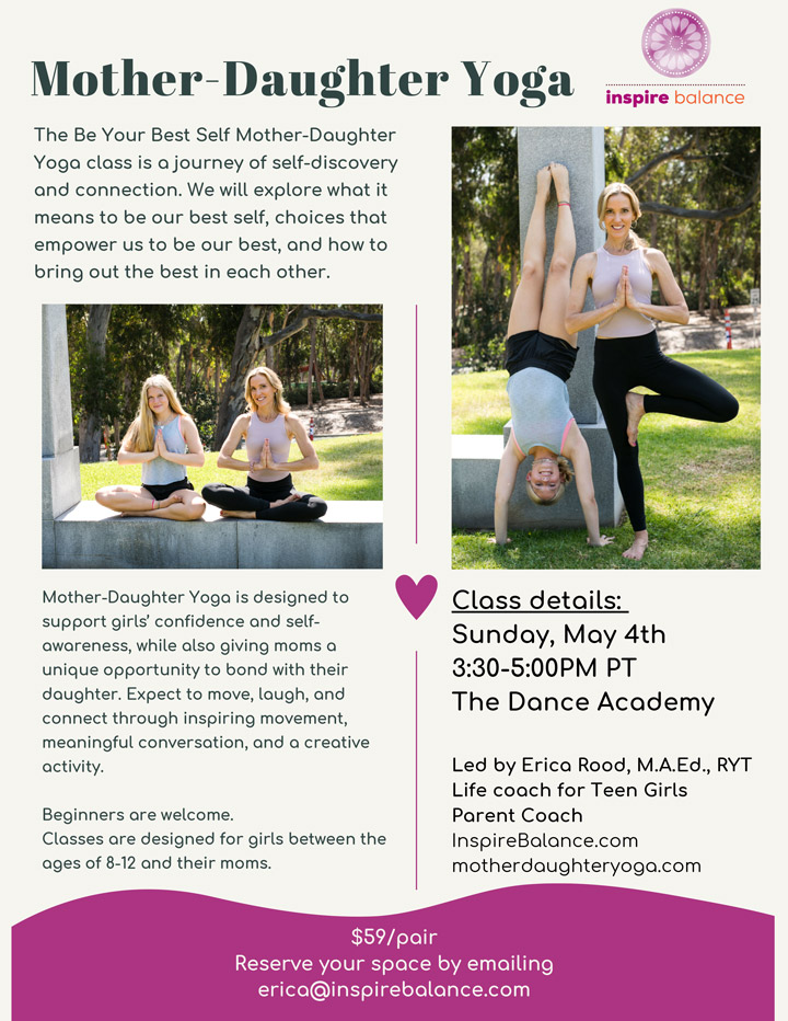 The Dance Academy Del Mar mother daughter yoga event May 4, 2025