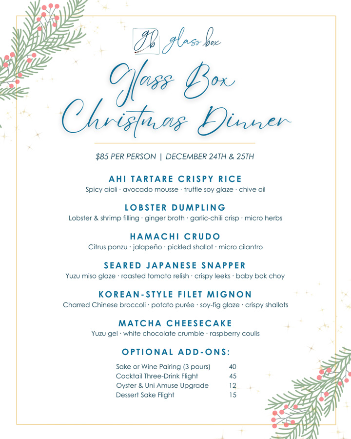 Glass Box Christmas Menu