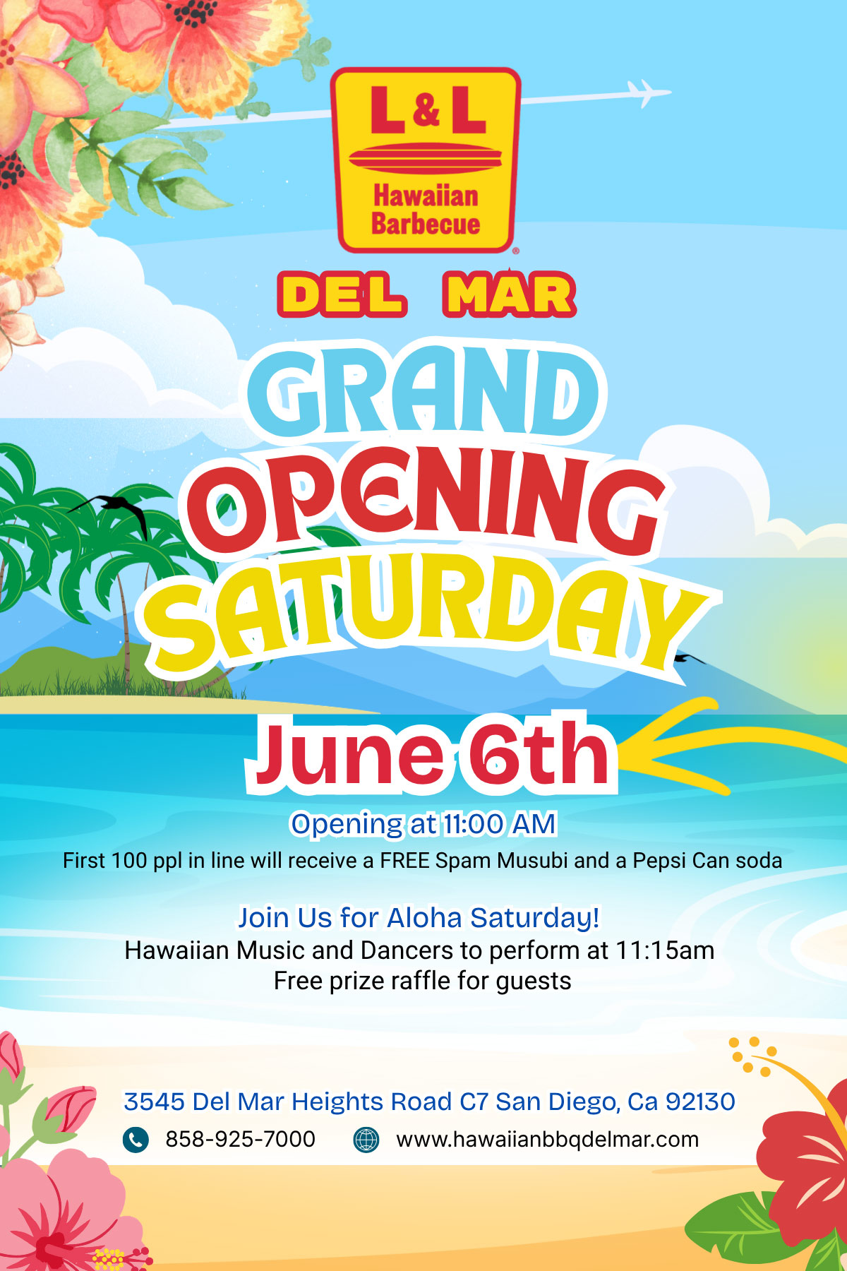 L&L Hawaiian Barbeque Del Mar Highlands Grand Opening June 6
