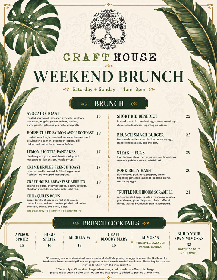 Craft House Weekend Brunch