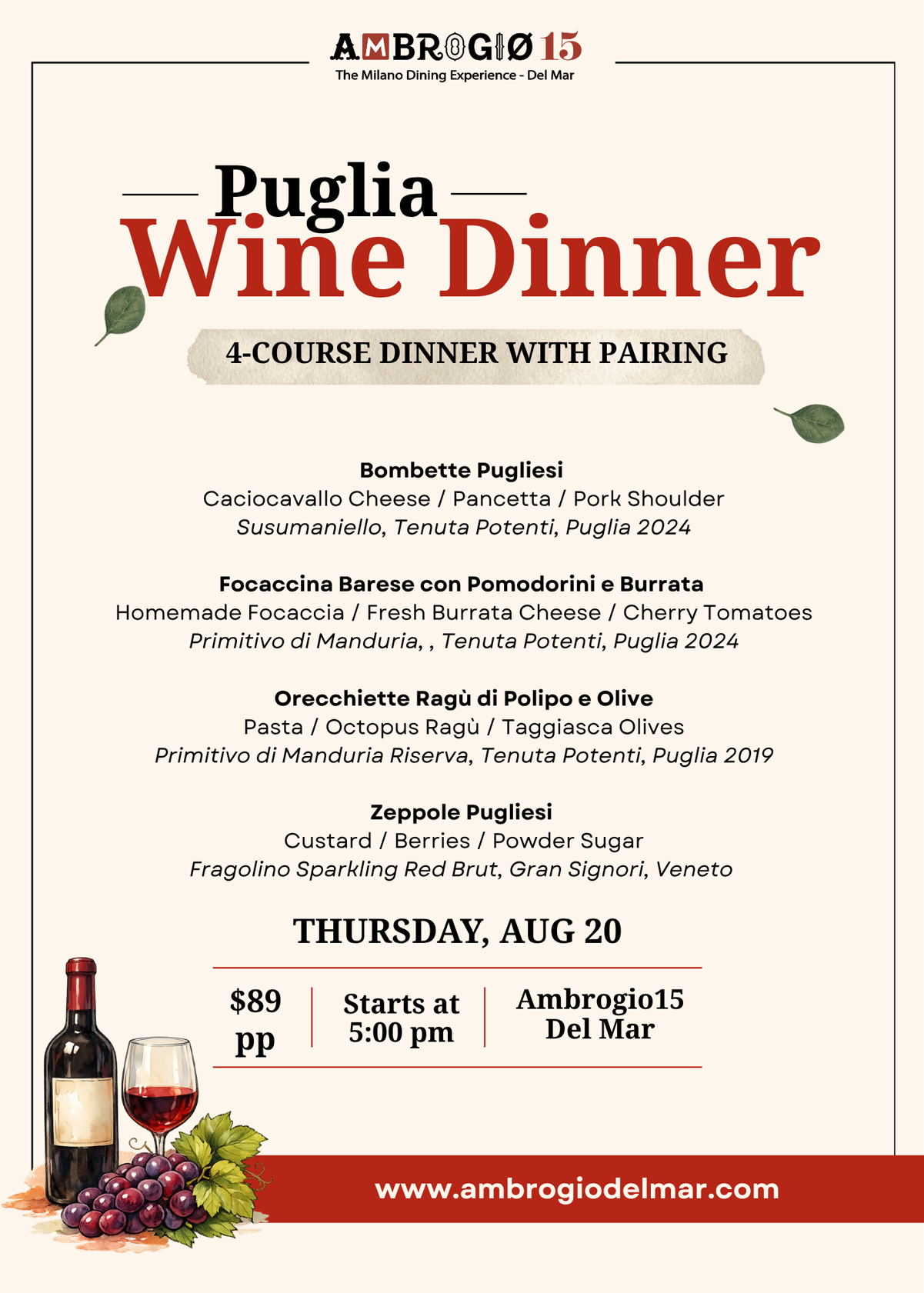 Ambrogio15 Del Mar Puglia Dinner